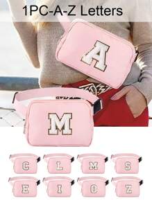 腰包，时尚斜挎腰包，配有可调节肩带，适合日常使用、户外、旅行、徒步旅行、慢跑、骑自行车、便携式设计、理想的礼物 - 粉色 - 查看 1