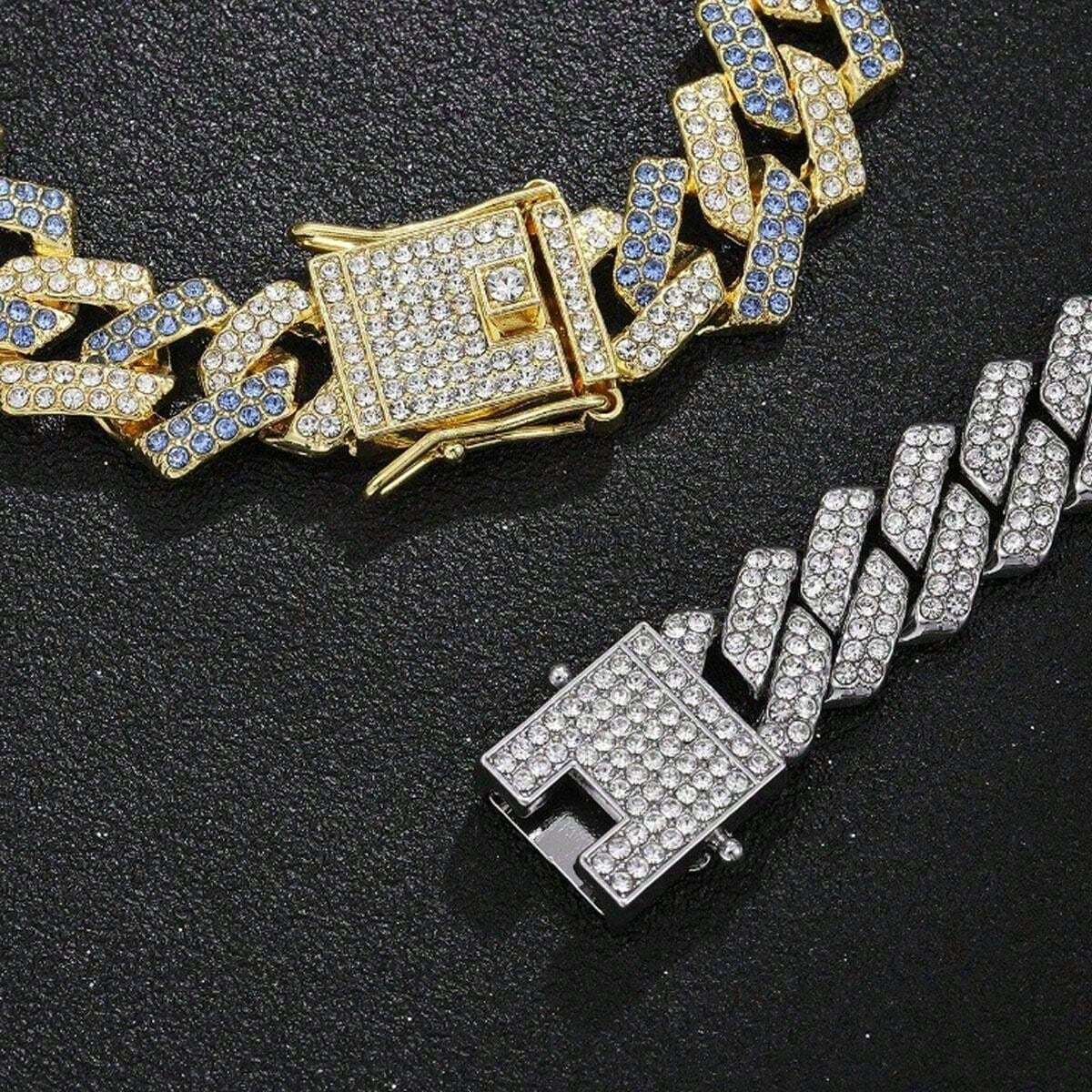 Dog Chain Diamond Collar Walking Metal Collar With Secure Buckle Pet