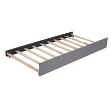 MISSUNNY Twin Size Upholstered Daybed With Ergonomic Design Backrest And Trundle, Gray - 灰色 - 查看 10