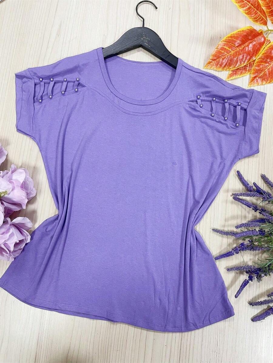 Busa Plussize Viscolycra Fabric Stretches Soft With Pebbles - 淡紫色 - 查看 1