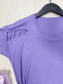 Busa Plussize Viscolycra Fabric Stretches Soft With Pebbles - 淡紫色 - 查看 3