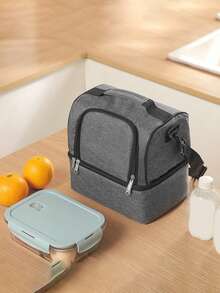 宽敞的防水保温午餐袋 - 双层保温便当盒手提袋，适合露营和野餐，耐用，可手洗 - 彩色 - 查看 2