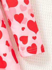 2 件套红色爱心印花连衣裙套装，春/秋 - 紅色 - 查看 11