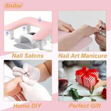 ibubu Upgrade Nail Arm Rest Height Adjustment U-Shaped Manicure Hand Rest Pillow Cushion Soft PU Leather Detachable Nail Art Hand Stand Holder Reposabrazos Para Manicura For Nails Tech - Hồng - Xem 8