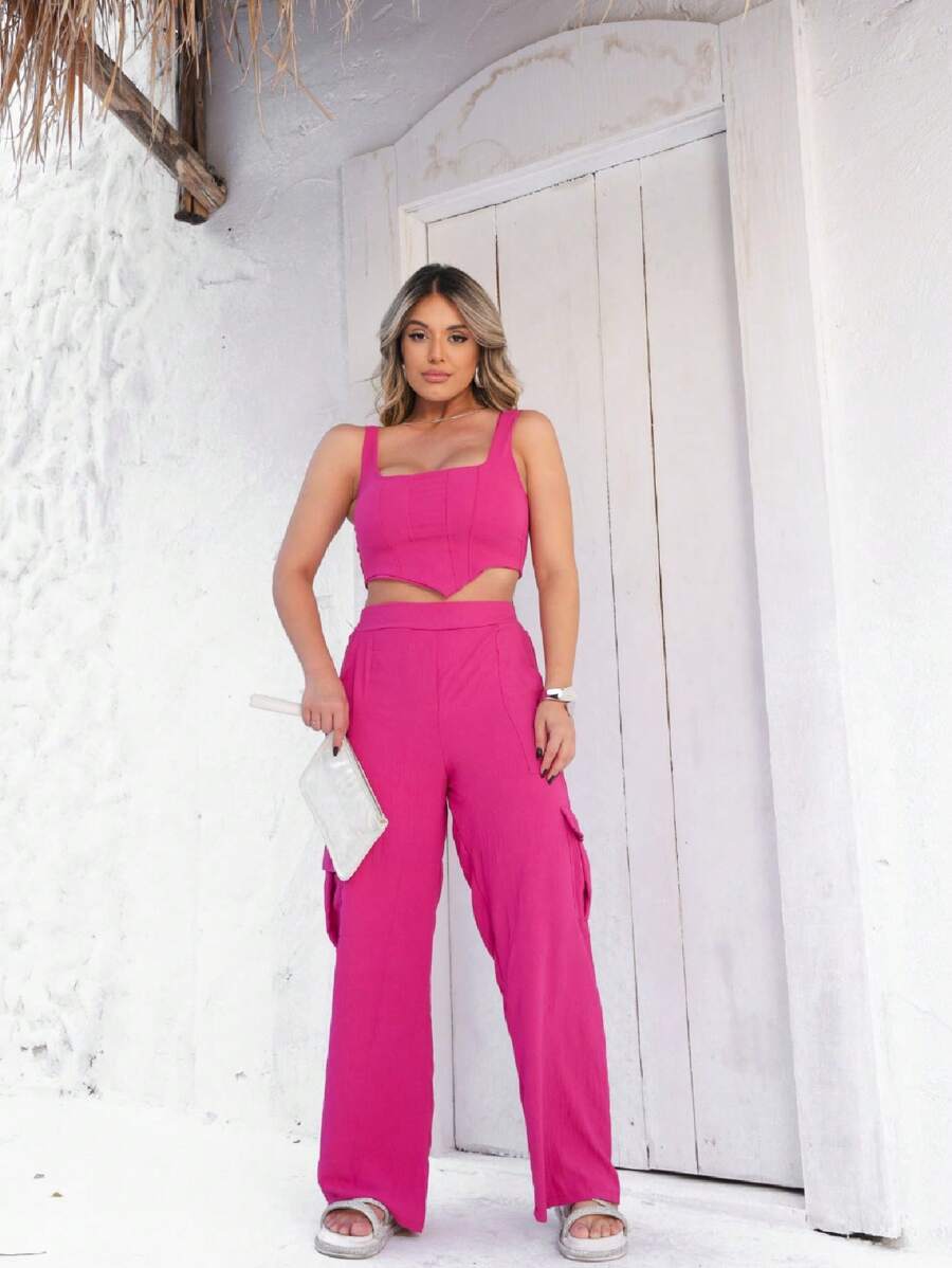 PANTALON CARGO PANTS SET - 玫紅色 - 查看 1