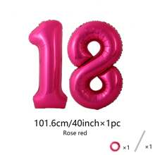 40英寸（约101.6厘米）大号粉色数字气球，氦气级聚酯薄膜铝箔数字气球适合18至40岁生日派对、生日装饰、毕业典礼、周年纪念派对装饰（多种颜色可选） - 玫紅色 - 查看 10