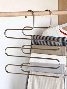1pc Stainless Steel Multi-Functional S-Type Pants Hanger For Closet Storage, Magic Trousers Rack, Multiple Layers Clothes Hanger Clip Organizer Dress Pants Shoes Jeans Boots Skirt - Multicolor - View 3