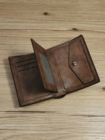 1pc Men Vertical Solid Color Coin Suitable For Daily Use For Men Wallet Purse Wallet Small Wallet Men Wallet Leather