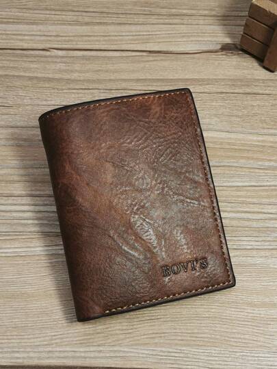 1pc Men Vertical Solid Color Coin Suitable For Daily Use For Men Wallet Purse Wallet Small Wallet Men Wallet Leather