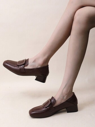 2024 Spring New Flat Low Vamp Square-Toe Retro College Style Women Shoes - Simple, Elegant, Fashionable, Comfortable