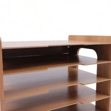 CNCEST Holz Briefablage Ablagefächer Holz Dokumentenhalter Holz Dokumentenablage Holz Ablagesystem für Schreibtisch Büro Briefablage Papierablage Dokumente Organizer - Natürliche Holzfarbe - Übersicht 6