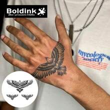 Boldink Non-Permanent Tattoo Technology, Inspiring Eagle Design Temporary Tattoo, Waterproof Long Lasting Magical Tattoo Lasts 1-2 Weeks, Natural Looking Temporary Tattoo Stickers, Interesting Tattooing Experience - Black - View 2