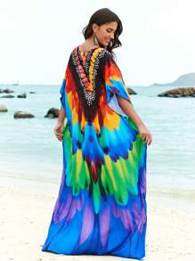 Kaftan Dresses For Women Long Swimsuit Cover Up Plus Size Caftans Beach Bathing Suit Cover Ups - 彩色 - 查看 4