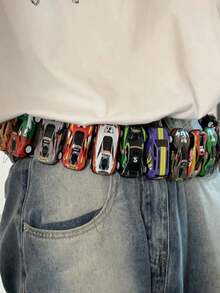 31 chiếc thắt lưng hình xe đua chắp vá thủ công dành cho nam, phong cách Punk Y2K cổ điển tự làm, phù hợp để mặc dạo phố và chụp ảnh, phù hợp với trang phục hàng ngày - Đai đua 31PC - Xem 5