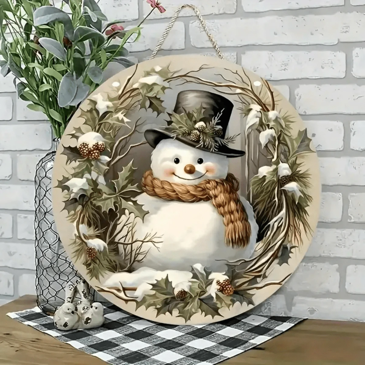 Biển báo gỗ hình vòng hoa người tuyết quyến rũ - Hoàn hảo cho trang trí nhà cửa dịp Giáng sinh và mọi mùa, Quà tặng lý tưởng cho bạn bè và đồng nghiệp, Đa năng cho cửa trước hoặc tường - Nhiều màu - Xem 1