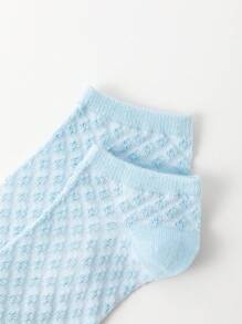 6双/套女士水钻格子镂空透气学生袜，适合学校日常使用 - 彩色 - 查看 4