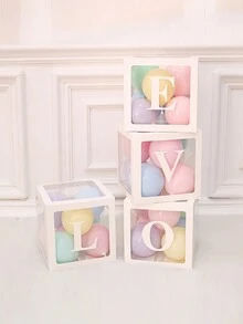 25cm信纸透明盒 洗礼装饰 生日装饰气球盒 派对气氛气球盒 字母气球盒 生日表白婚礼派对装饰惊喜盒 - 白色 - 查看 3