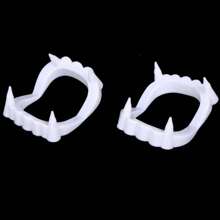 1pc Vampire Fake Teeth Zombie Cosplay Tooth Devil Dentist Costume Props Plastic White Dentures For April Fool's Day - White - View 1