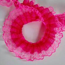 1 paquete 2 yardas de encaje plisado multicolor, accesorios para vestidos DIY, decoraciones para mascotas y muñecas, accesorios de costura, suministros de ropa