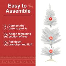 4Feet Pre-Lit Artificial Christmas Tree, White Tinsel, White Lights, Includes Stand,Suitable For Halloween,Office,Home,Party Decoration Christmas Decorations Home Christmas Gifts Christmas Decor - US A Type Plug(110-127V) - View 6