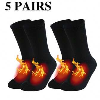 5 pares de calcetines de invierno cálidos, calcetines gruesos forrados con térmico para botas de senderismo, calcetines unisex de media pantorrilla adecuados para exteriores en frío extremo