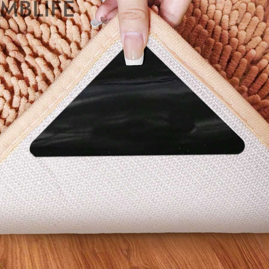 8 miếng kẹp thảm chống trượt, neo thảm có thể tái sử dụng, miếng đệm an toàn chống trượt cho sàn gạch và sàn gỗ, dễ vệ sinh, miếng dán băng dính hai mặt có thể tái sử dụng dưới thảm, lý tưởng cho thảm trải sàn và thảm trải sàn