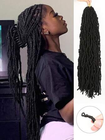 18/24/30/36 Inch 1 Pack 12 Stands New Soft Locs Crochet Hair For Women, For Natural Butterfly Locks Style Crochet Hair, Black Brown Blonde Burgundy Curly And Pre -Looped Faux Locs Crochet Hair For Daily Holiday Cosplay Party Use And Christmas Music Festival Carnival New Year Gifts