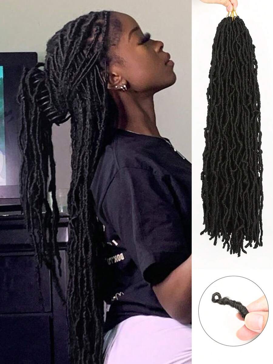 18/24/30/36 英寸 1 包 12 个新款柔软 Locs 钩针编织发饰，适合女性，自然蝴蝶锁风格钩针编织发饰，黑色棕色金色勃艮第卷发和预环仿 Locs 钩针编织发饰，适合日常节日角色扮演派对使用以及圣诞节音乐节狂欢节新年礼物