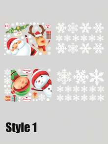 80 件圣诞窗贴套装，节日驯鹿、圣诞老人和雪人贴花，适用于玻璃表面的非粘性节日装饰品，鲜艳的红纸，易于使用 - 非常适合圣诞快乐庆祝活动，圣诞贴纸圣诞老人雪人玻璃贴纸窗户展示雪花麋鹿贴纸窗户贴纸双面效果，时尚节日礼物 - 彩色 - 查看 5