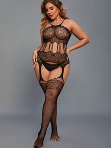 性感内衣加大码透视开裆连体衣无需脱掉性感睡衣 - 黑色 - 查看 5