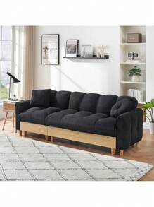 Black  Technology Cloth Three-Seat Sofa Lift Sofa Bed With Locker Sofa Sofa Bed Small Sofa Small Family Sofa Bed,CozyNest9