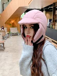 1 件女式冬季纯色防风护耳飞行员帽，温暖，休闲，优雅，复古，街头服饰，多功能，适合户外、散步、滑雪、骑自行车、旅行、派对、日常使用 - MM1588 - 查看 5