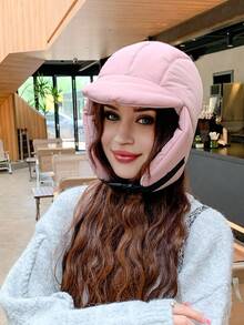 1 件女式冬季纯色防风护耳飞行员帽，温暖，休闲，优雅，复古，街头服饰，多功能，适合户外、散步、滑雪、骑自行车、旅行、派对、日常使用 - MM1588 - 查看 4