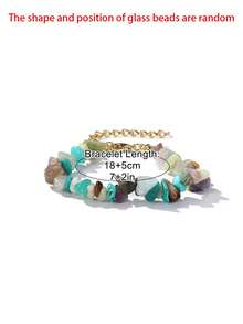 1 chiếc vòng tay hạt co giãn Unakite tự nhiên Chip, vòng tay hạt thủy tinh dành cho phụ nữ - Nhiều màu - Xem 14