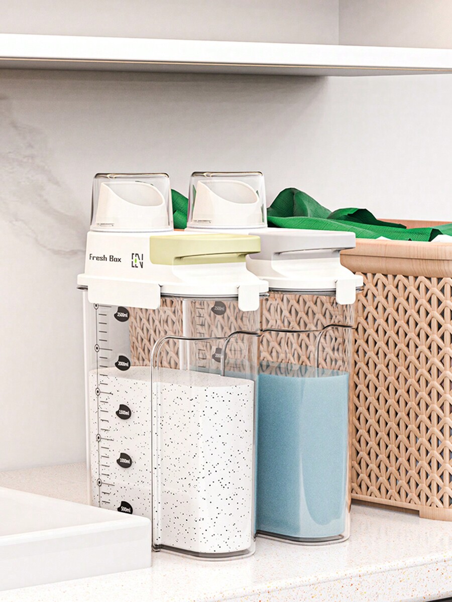 1pc Plastic Detergent Dispenser With Lid, LeakProof Sealed Powder