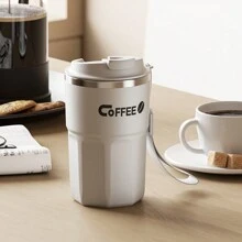 1 个 400/480ML 保温水瓶,304 不锈钢带盖咖啡水杯,双层耐热饮水瓶,便携式防漏水咖啡杯,适合学生和成人在家中、学校、宿舍、办公室、户外露营、野餐、旅行、返校使用 - 彩色 - 查看 7