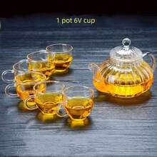1 套创意茶具（含茶壶和茶杯）高硼硅耐热玻璃茶具 - 透明色 - 查看 5