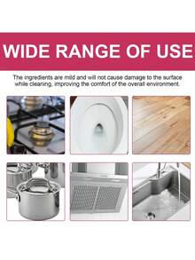 1 件装多用途厨房清洁剂，120ml 瓶 + 海绵 + 抹布，强力除油配方，适用于瓷砖、炉灶、锅碗瓢盆，适用于厨房、餐厅、派对、聚会、送给朋友、家人的礼物、圣诞礼物 - 粉紅白色 - 查看 5