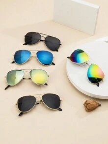 1 副儿童金属飞行框架涂层彩色可爱个性化装饰时尚眼镜，颜色可选，适合假装 - 彩色 - 查看 1