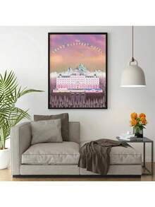 1 件《布达佩斯大饭店》海报粉色复古艺术帆布画印刷简约电影墙家居装饰节日礼物无框架 - 彩色 - 查看 5