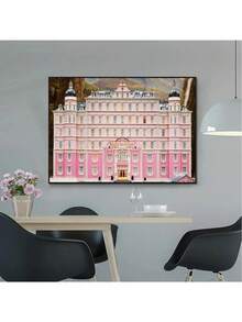 1 件《布达佩斯大饭店》海报粉色复古艺术帆布画印刷简约电影墙家居装饰节日礼物无框架 - 彩色 - 查看 4