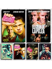  1 件复古电影海报电影搏击俱乐部帆布印刷规则海报复古家庭房间咖啡厅酒吧艺术墙壁装饰美学画无框架 ﻿ - 彩色 - 查看 2