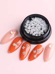 1 Box Winter Snowflake Nail Art Decorations, Silver-White Snowflake Christmas Holiday Design Nail Art Accessories, DIY Elegant Nail Art Decals, Nail Salon Supplies