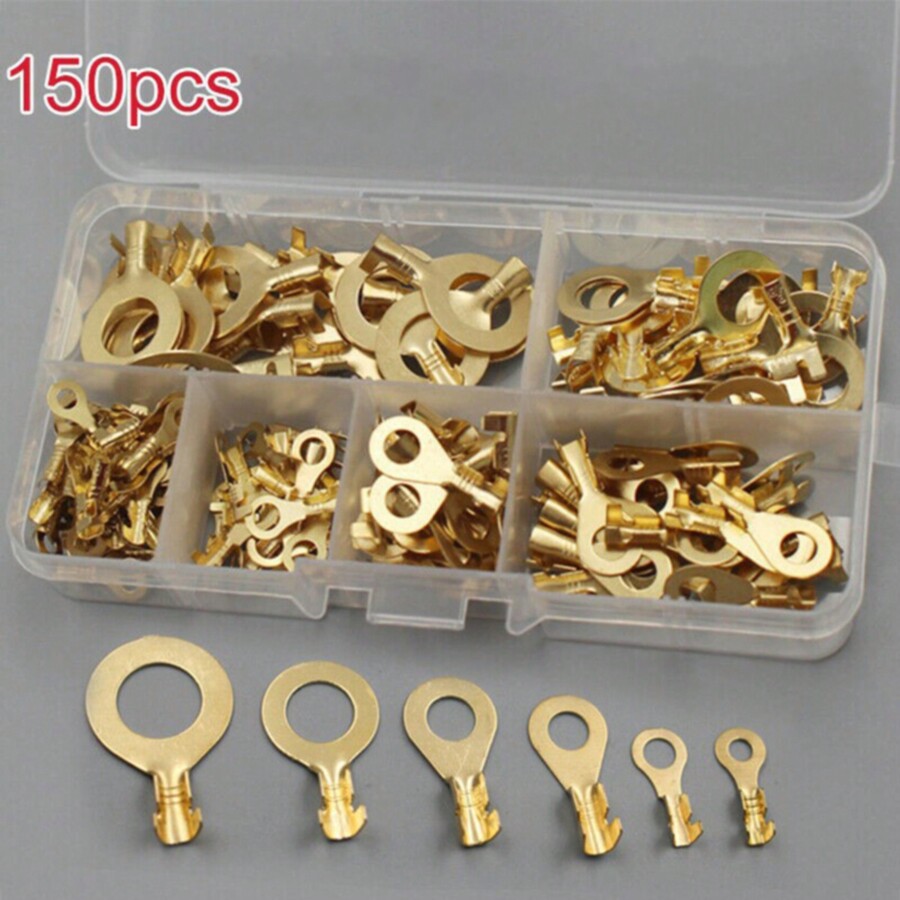 150pcs Cable Ring Terminals Copper Lugs Ring Terminals Connectors Wire
