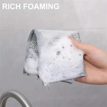 Miếng lau - Khăn lau nhà bếp chống dính, khô nhanh, dùng cho bát đĩa và bếp, miếng chà bằng thép không gỉ bền bỉ cho đồ nấu nướng và bếp, hoàn hảo để loại bỏ vết bẩn - Bạc - Xem 5