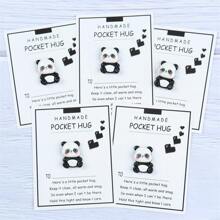 1PC Handmade Resin Panda Pocket Hug Encouragement Cards, Inspiring Charm Gifts For Friendship, Holidays, Back To School And Christmas