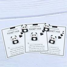 1PC Handmade Resin Panda Pocket Hug Encouragement Cards, Inspiring Charm Gifts For Friendship, Holidays, Back To School And Christmas