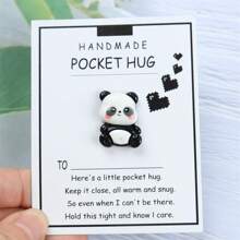 1PC Handmade Resin Panda Pocket Hug Encouragement Cards, Inspiring Charm Gifts For Friendship, Holidays, Back To School And Christmas