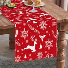 1 Buah Taplak Meja Natal, Taplak Meja Natal Motif Salju Merah, Cocok untuk Makan Malam Bergaya Rumah Pertanian, Dekorasi Pesta Liburan - beraneka warna - View 7