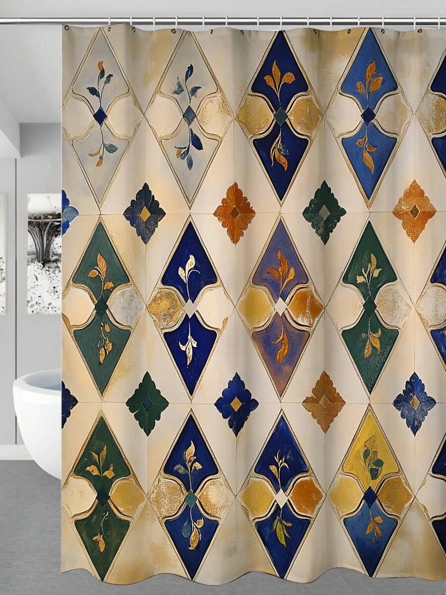 1/4pcs Bathroom Set Including Shower Curtain, Toilet Seat Cover, Bath